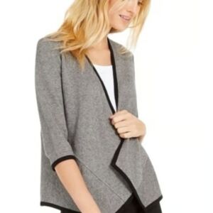 Alfani Gray and Black Open-Front Cardigan PL